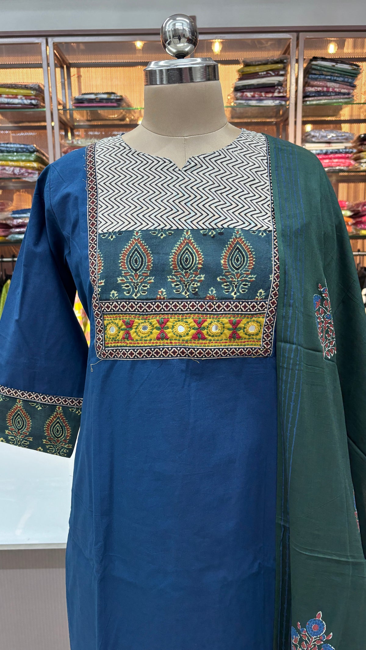 NAVY BLUE PURE COTTON KURTA SET