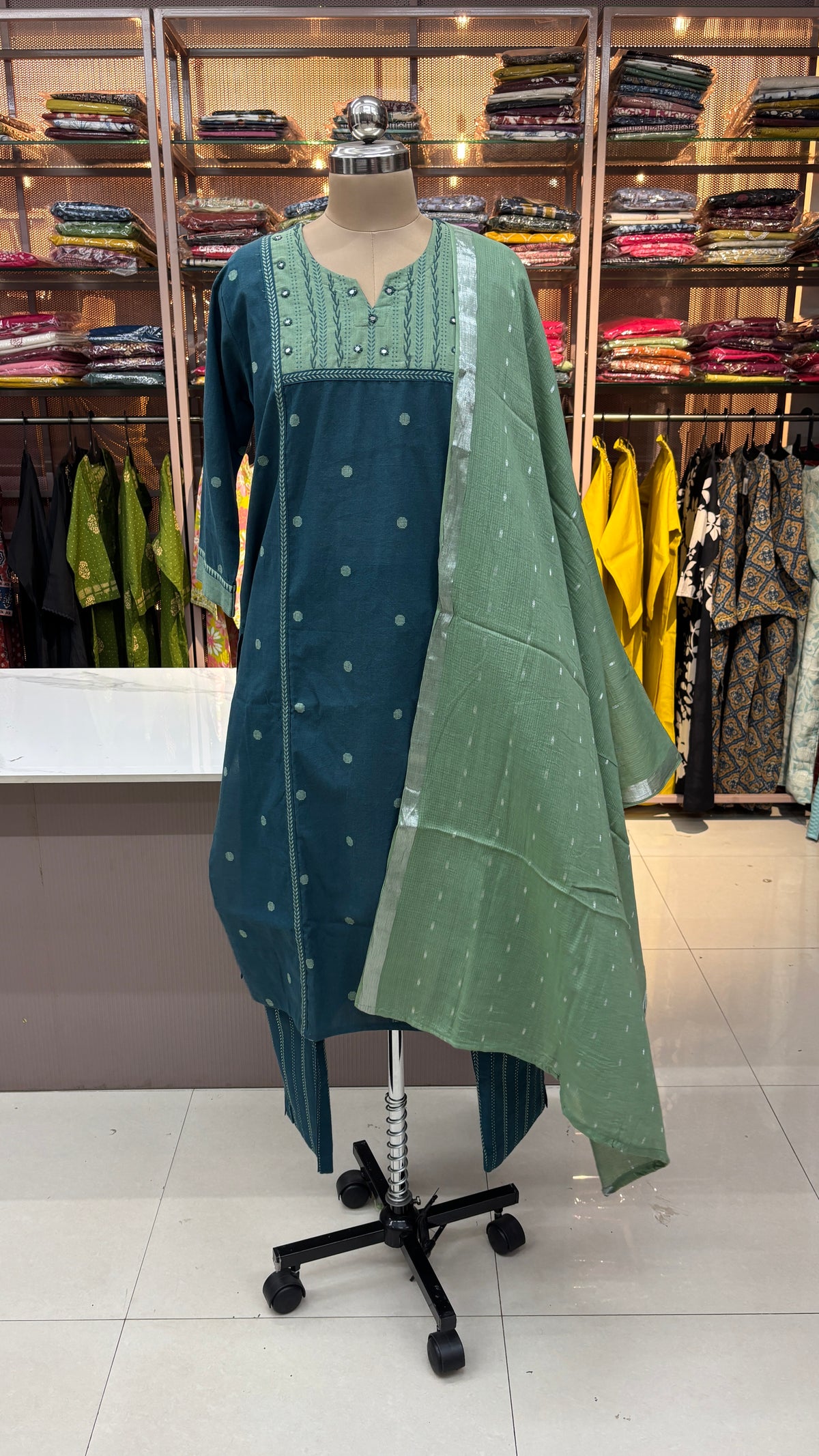 SAGE GREEN - PURE COTTON KURTA SET