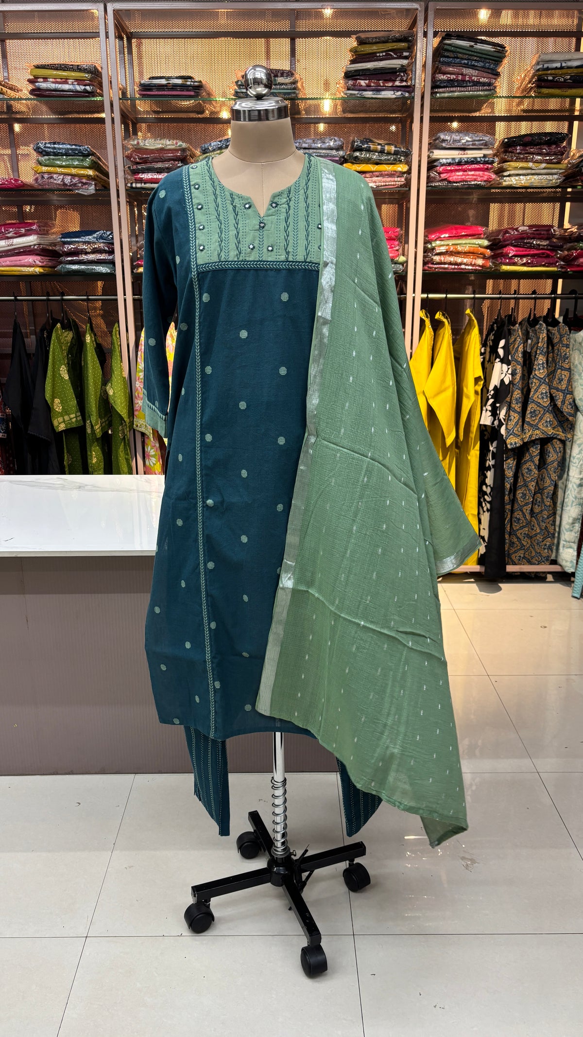 SAGE GREEN - PURE COTTON KURTA SET