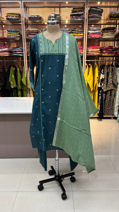 SAGE GREEN - PURE COTTON KURTA SET