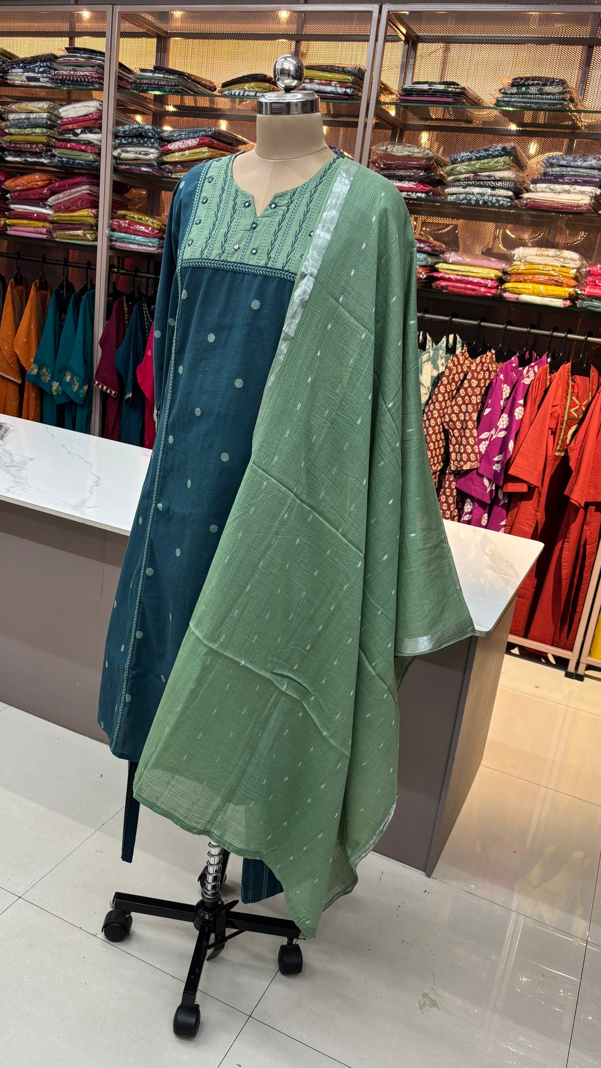 SAGE GREEN - PURE COTTON KURTA SET