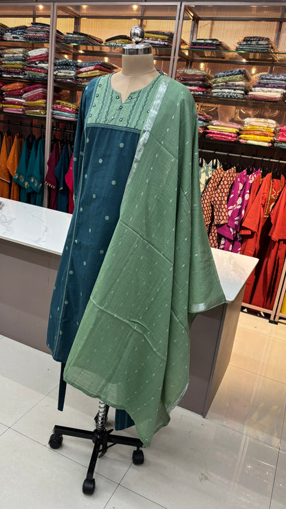 SAGE GREEN - PURE COTTON KURTA SET