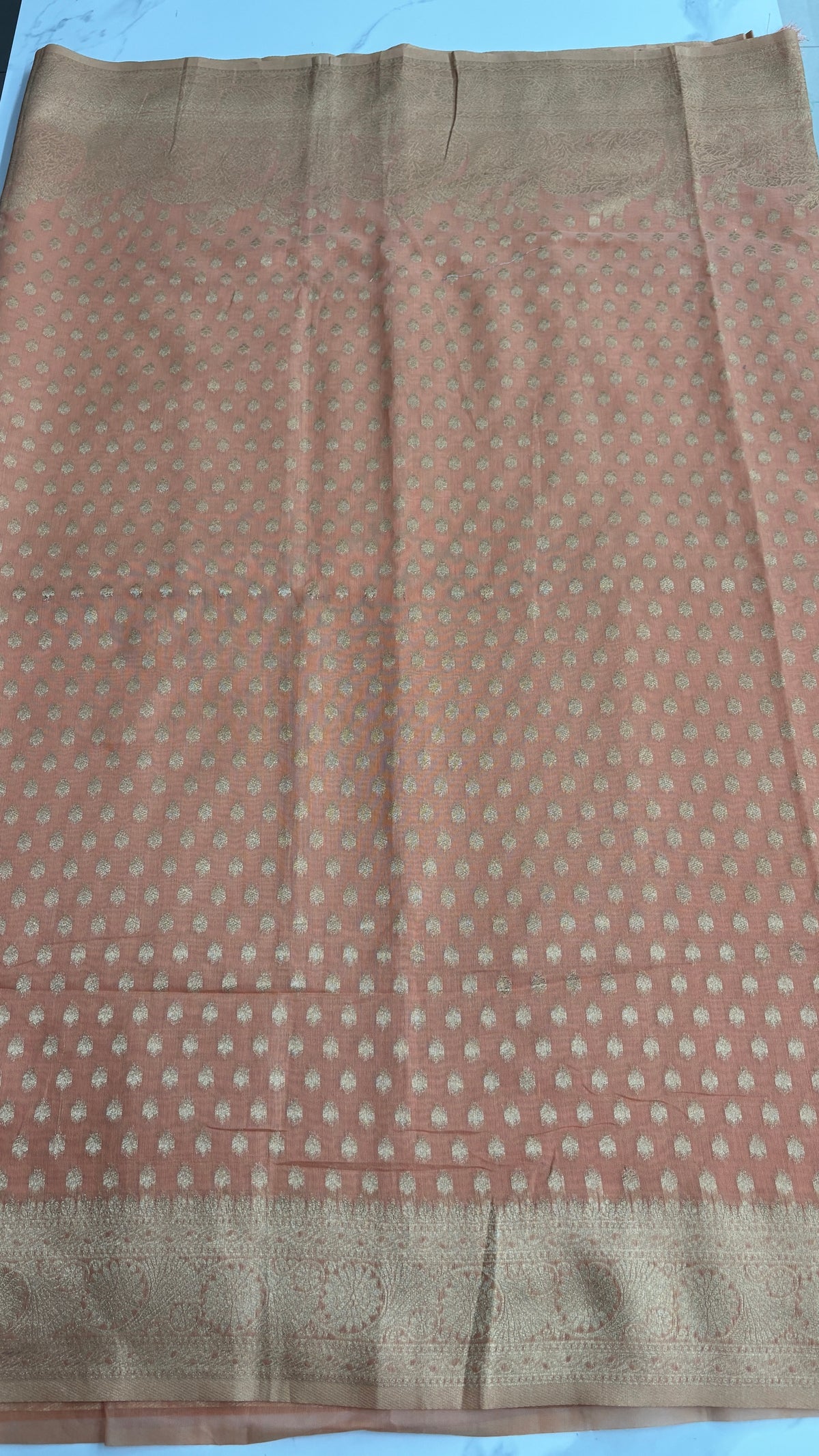 LIGHT ORANGE- BANARASI COTTON SAREE