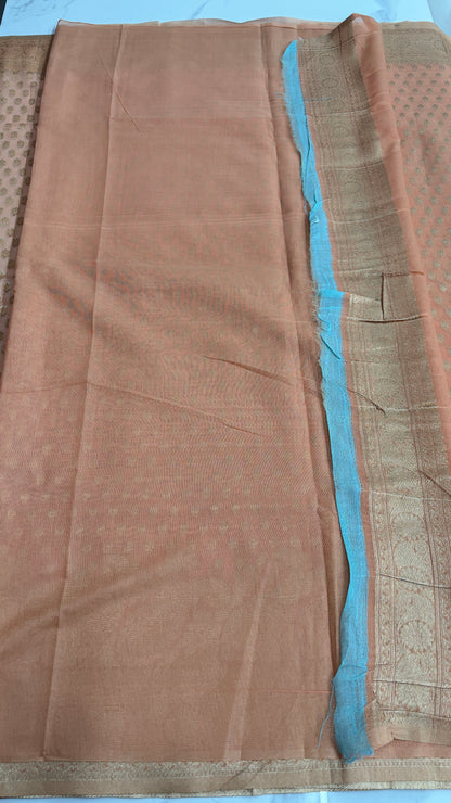 LIGHT ORANGE- BANARASI COTTON SAREE
