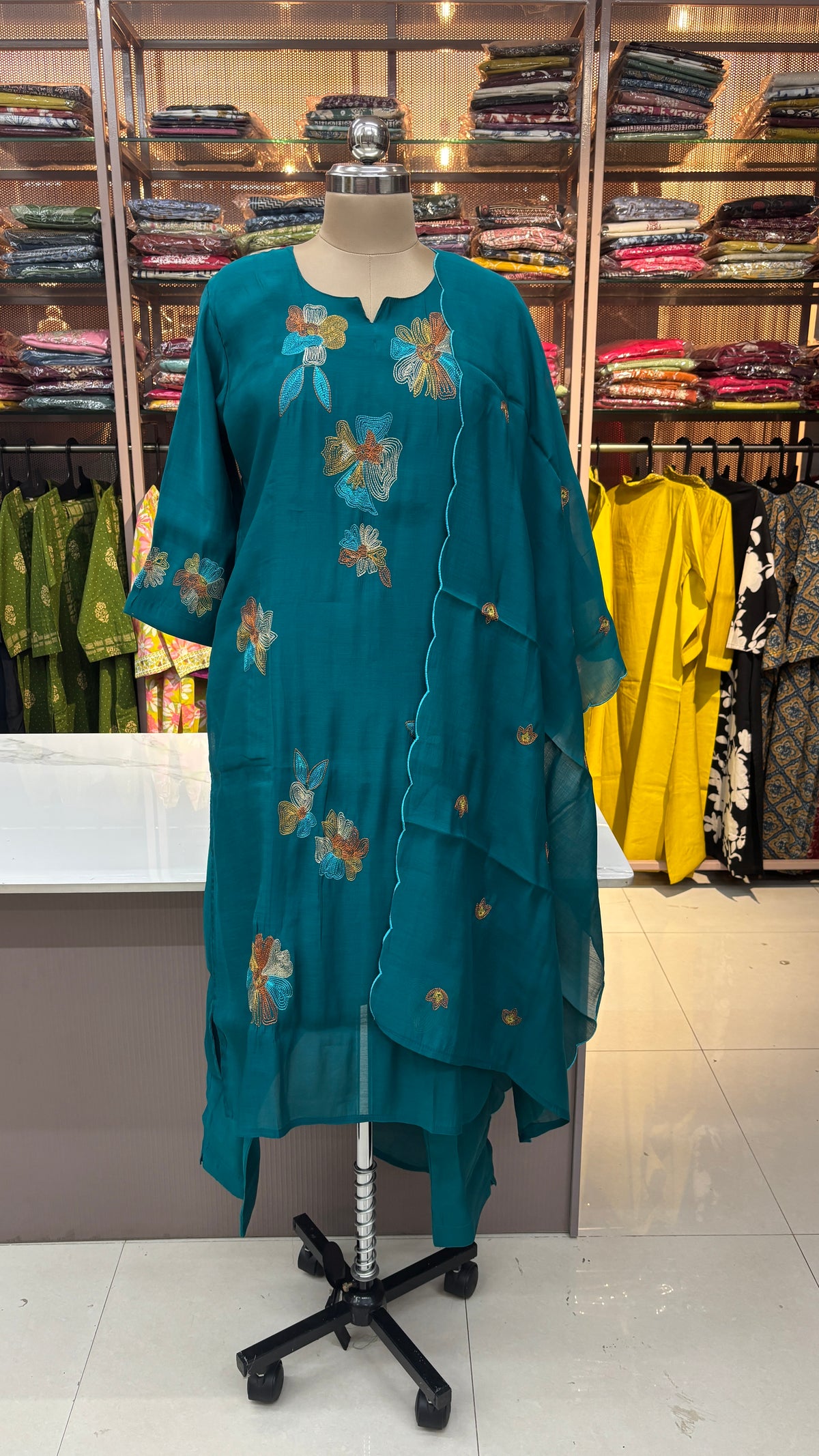 PEACOCK BLUE - MULCHANDERI FESTIVE SUIT
