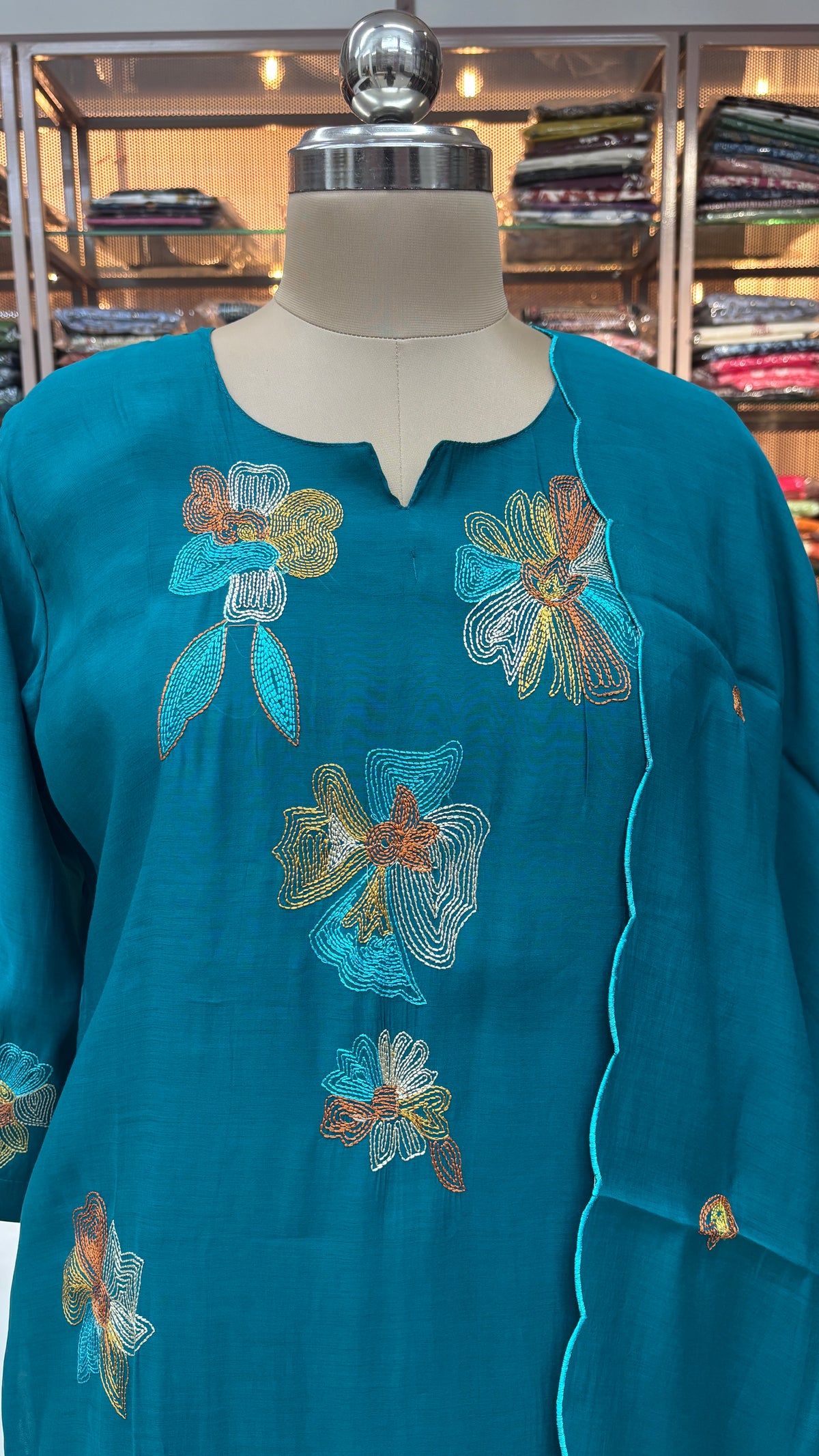 PEACOCK BLUE - MULCHANDERI FESTIVE SUIT