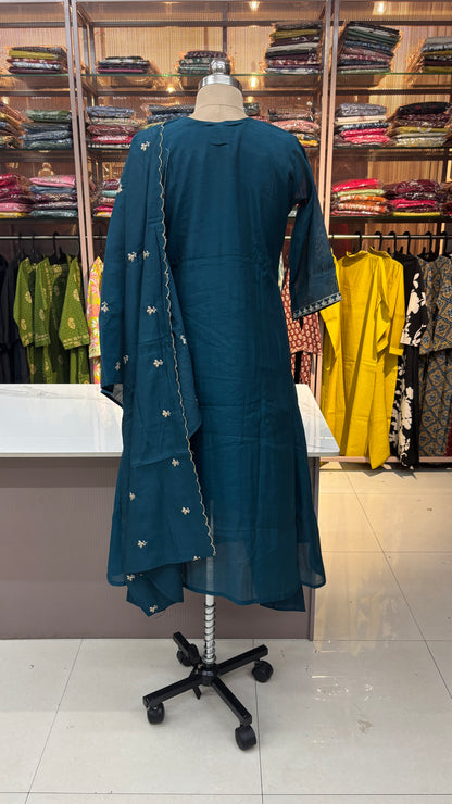 PEACOCK BLUE  - MULCHANDERI FESTIVE SUIT