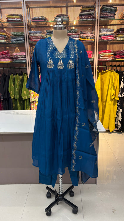 ROYAL BLUE- MULCHANDERI FESTIVE SUIT