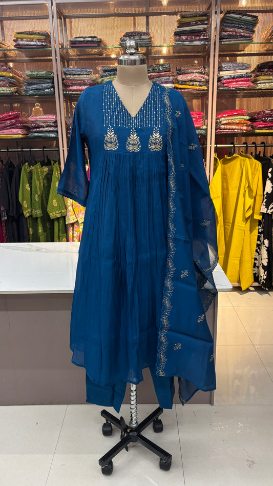 ROYAL BLUE- MULCHANDERI FESTIVE SUIT