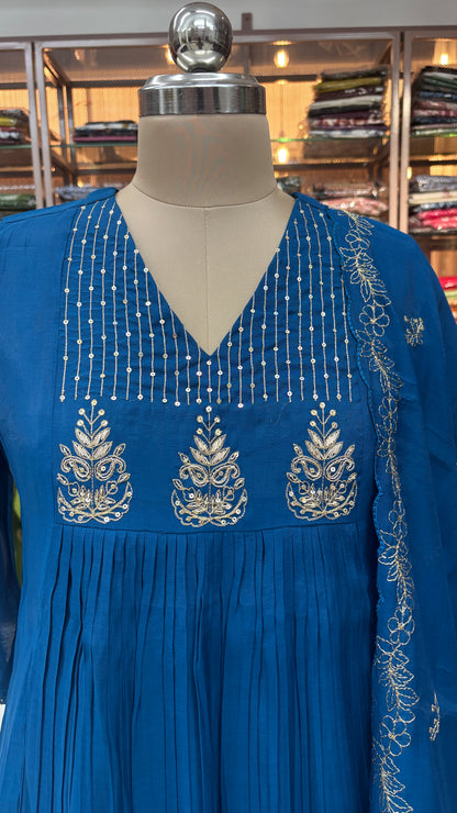 ROYAL BLUE- MULCHANDERI FESTIVE SUIT