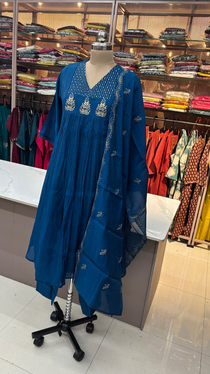 ROYAL BLUE- MULCHANDERI FESTIVE SUIT