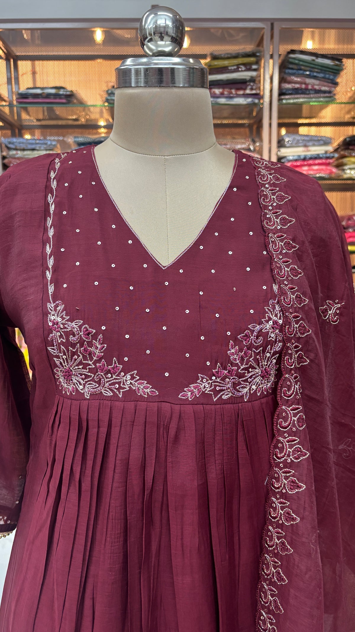 MAROON - MULCHANDERI FESTIVE SUIT