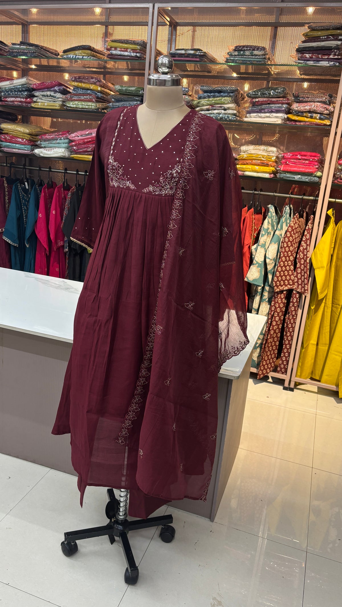 MAROON - MULCHANDERI FESTIVE SUIT