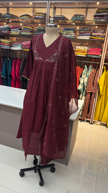 MAROON - MULCHANDERI FESTIVE SUIT