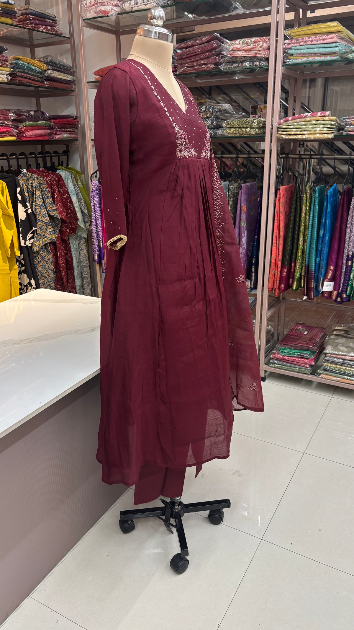 MAROON - MULCHANDERI FESTIVE SUIT