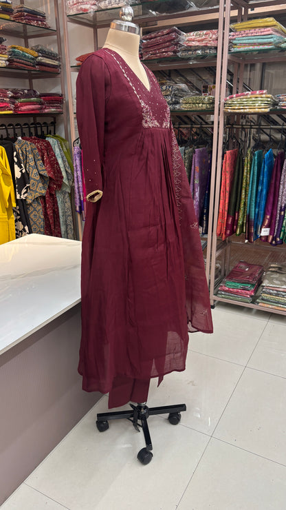 MAROON - MULCHANDERI FESTIVE SUIT