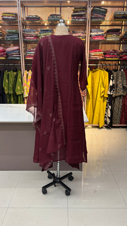 MAROON - MULCHANDERI FESTIVE SUIT