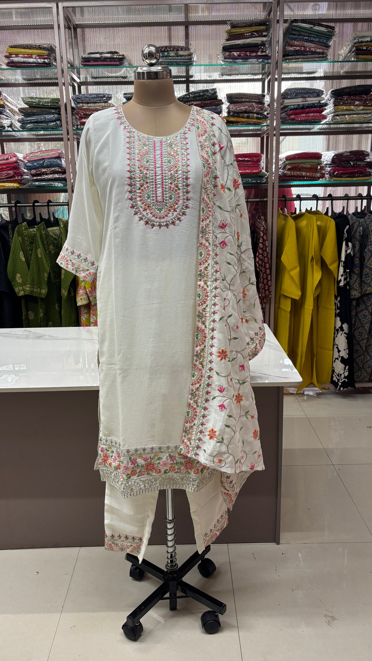 WHITE - PARTY WEAR SALWAR SUIT