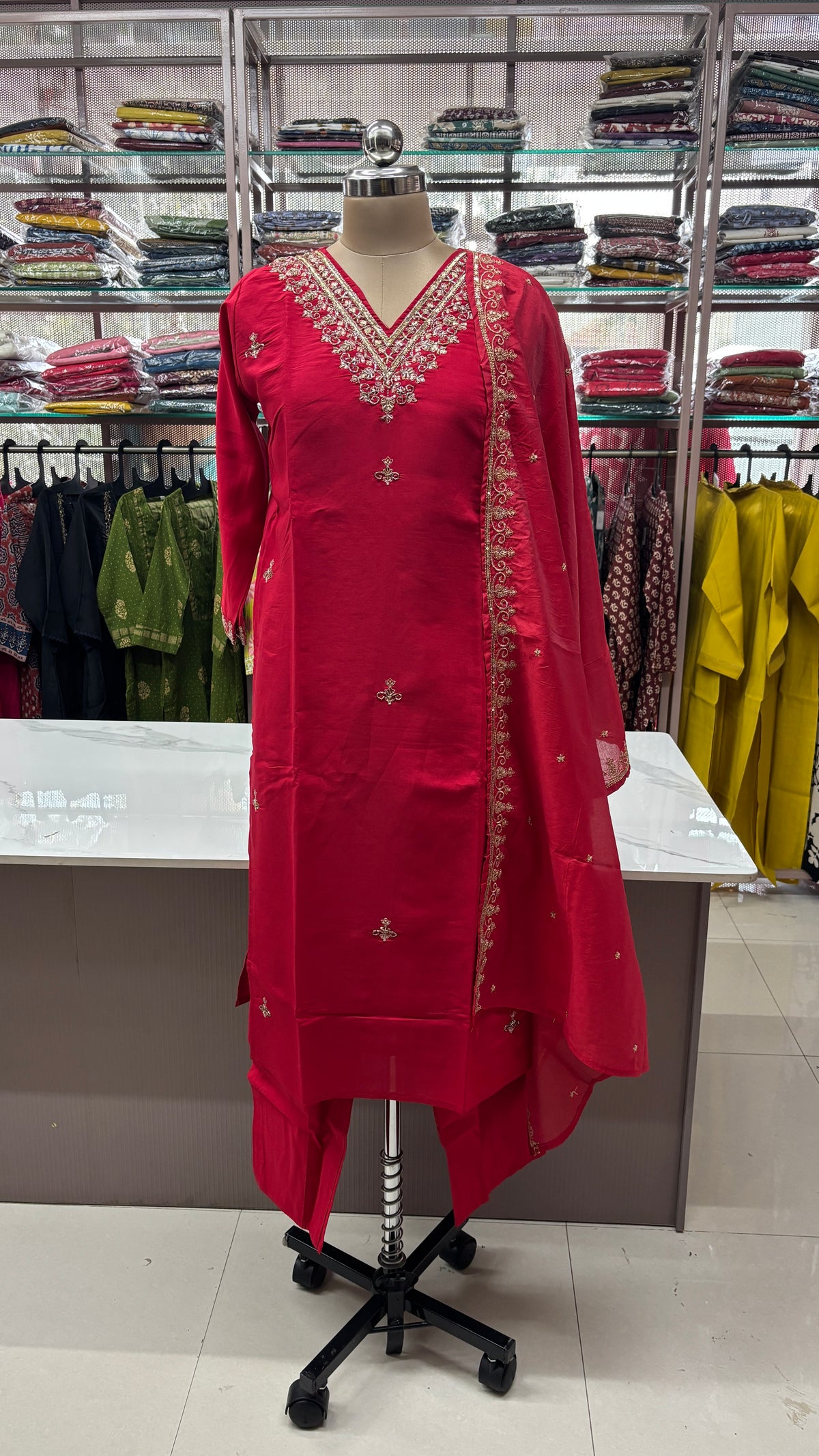 RED- PARTY WEAR SALWAR SUIT