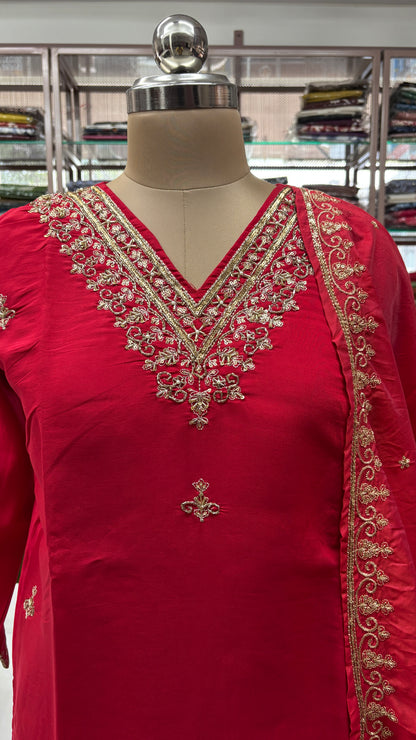 RED- PARTY WEAR SALWAR SUIT