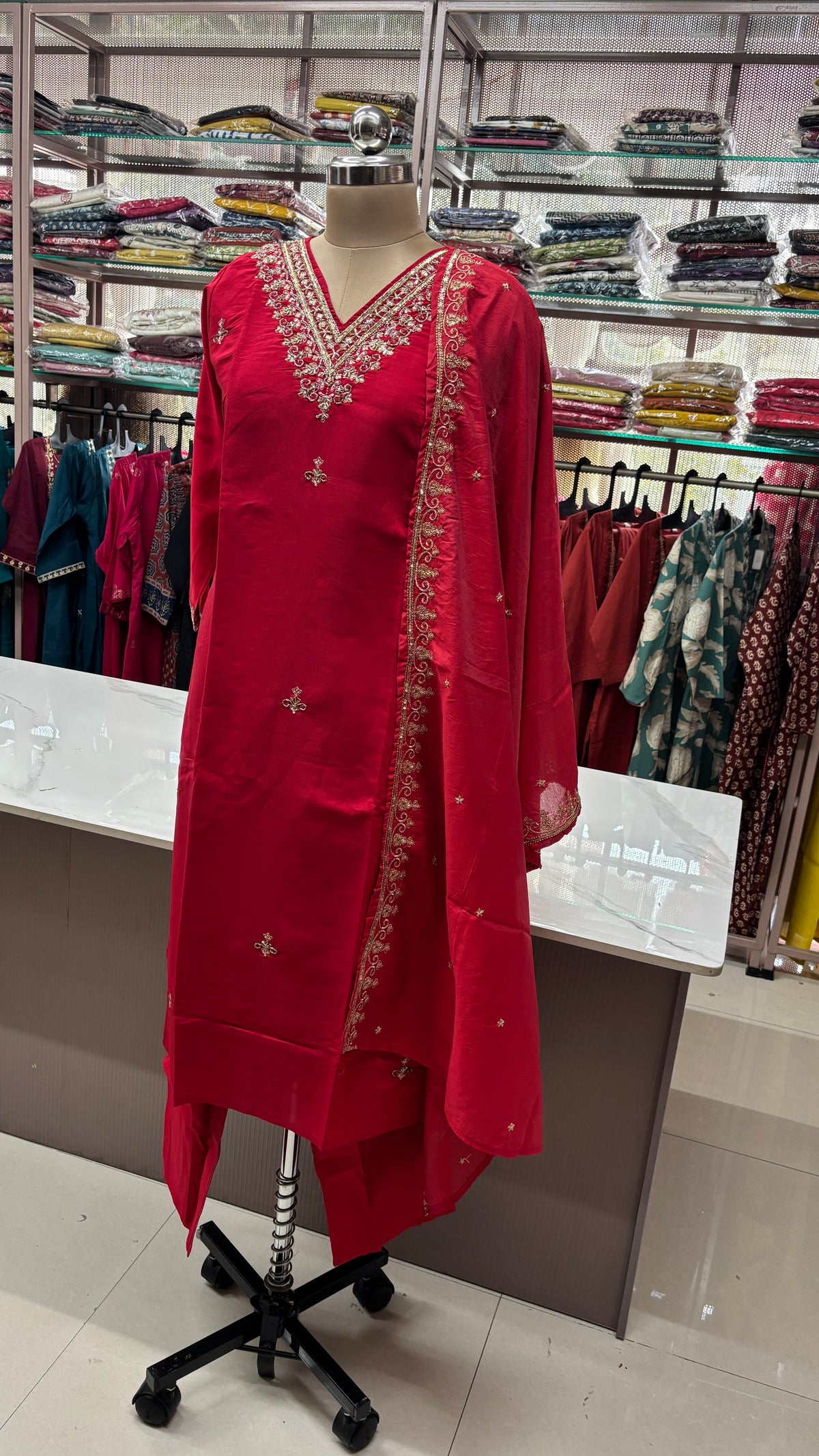RED- PARTY WEAR SALWAR SUIT