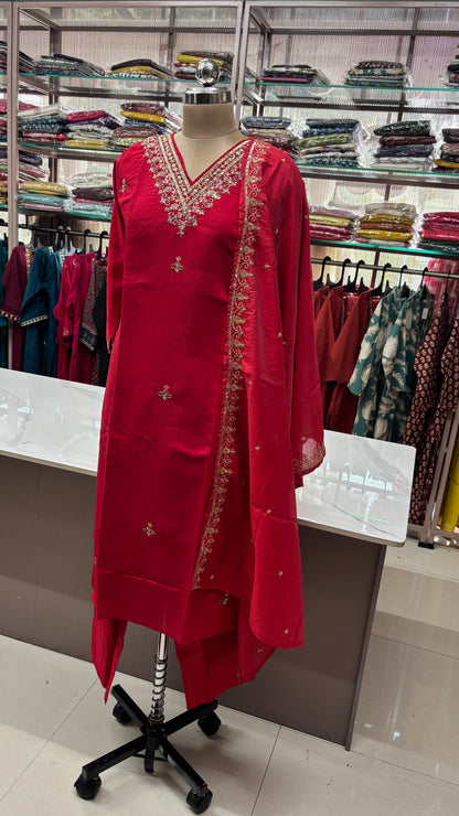 RED- PARTY WEAR SALWAR SUIT
