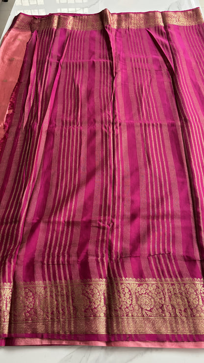 BABY PINK WITH PINK SEMI MYSORE CREPE SILK