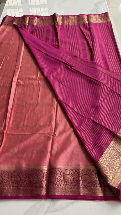 BABY PINK WITH PINK SEMI MYSORE CREPE SILK