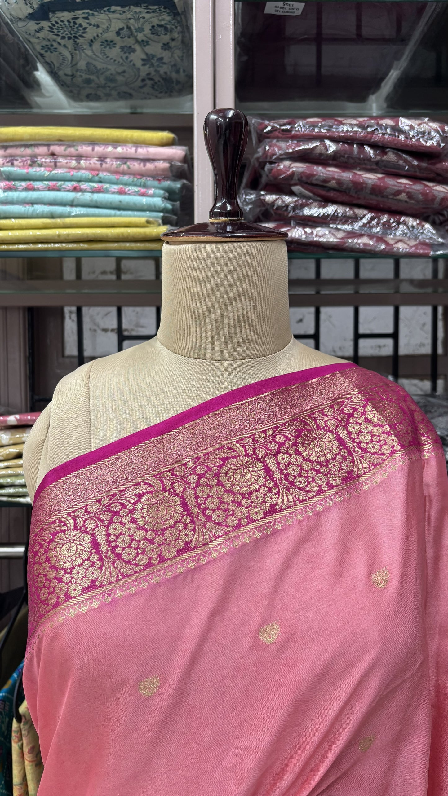 BABY PINK WITH PINK SEMI MYSORE CREPE SILK