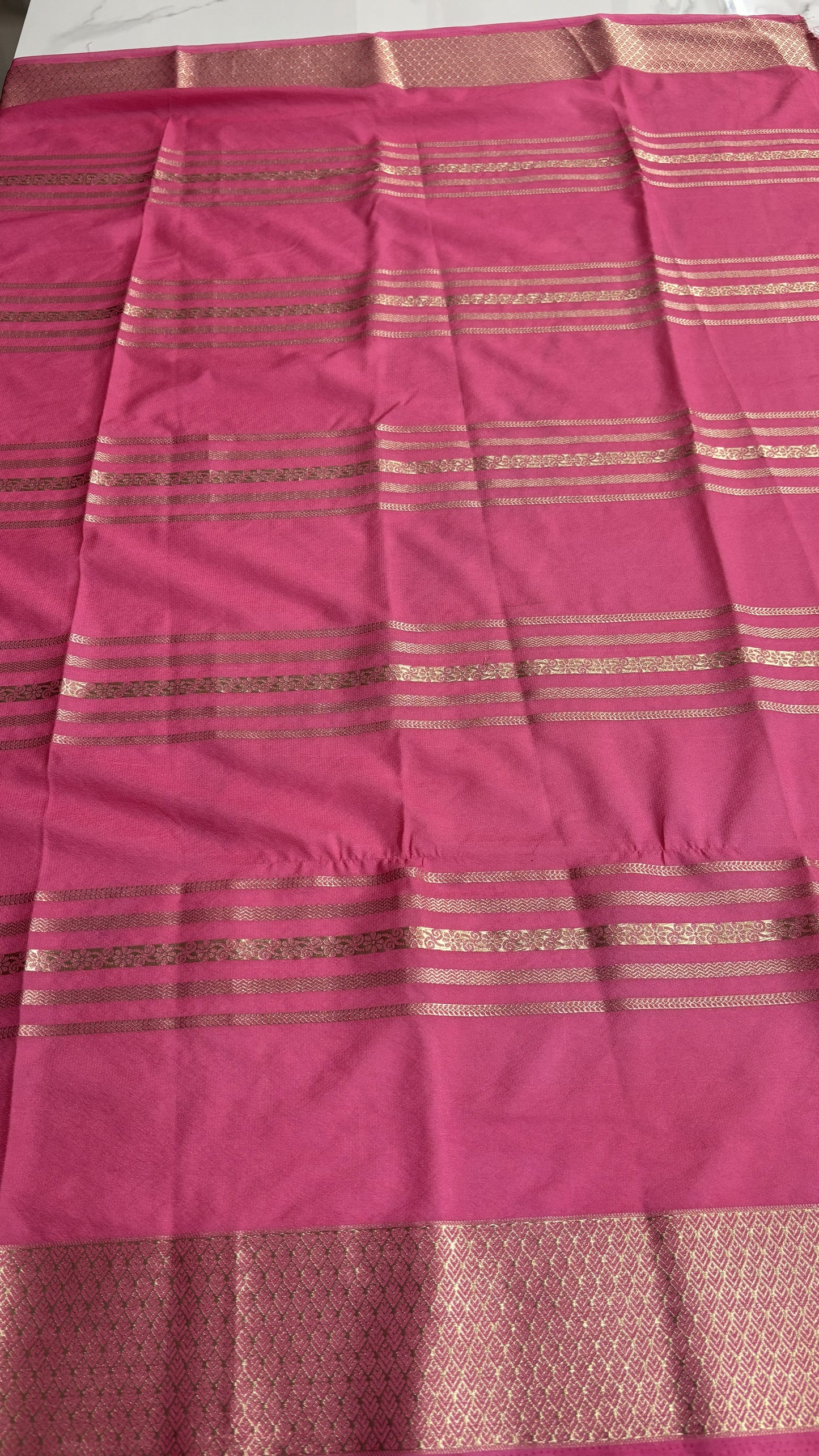 PURPLE WITH PINK SEMI MYSORE SILK