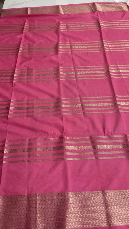 PURPLE WITH PINK SEMI MYSORE SILK