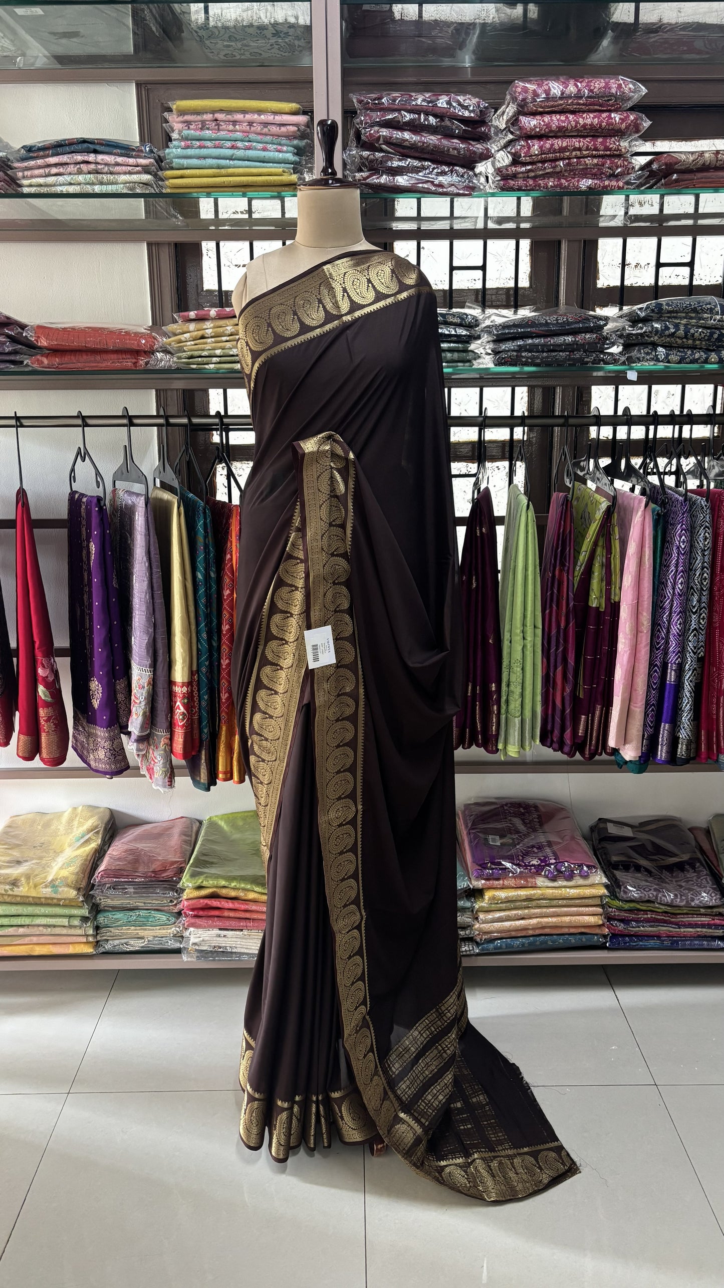 BROWN SEMI MYSORE SILK