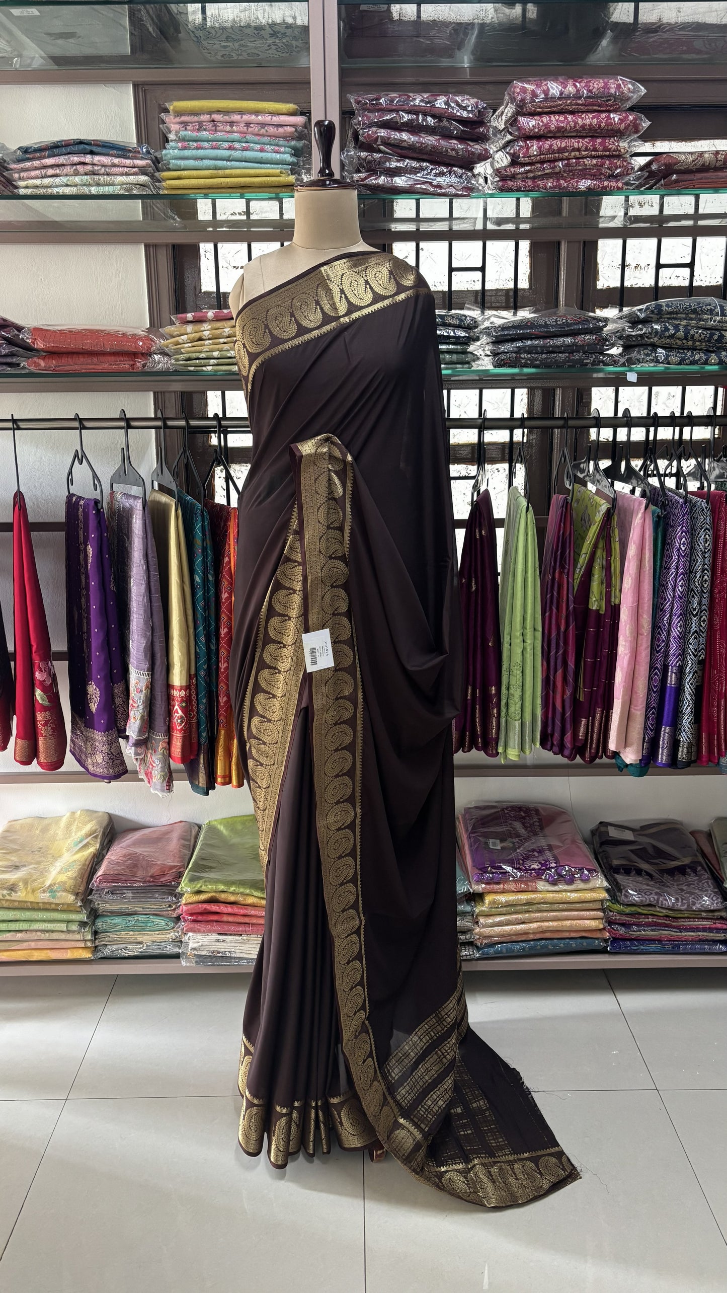 BROWN SEMI MYSORE SILK