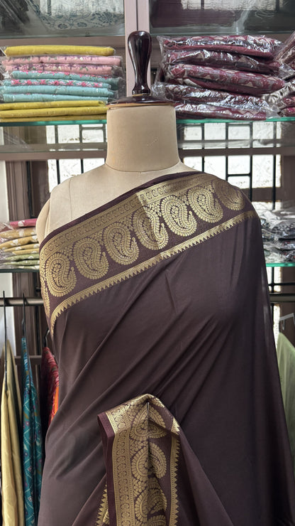 BROWN SEMI MYSORE SILK