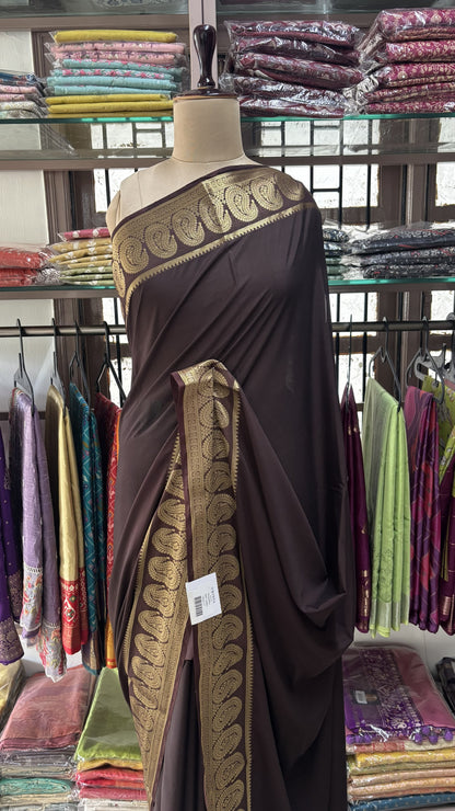 BROWN SEMI MYSORE SILK
