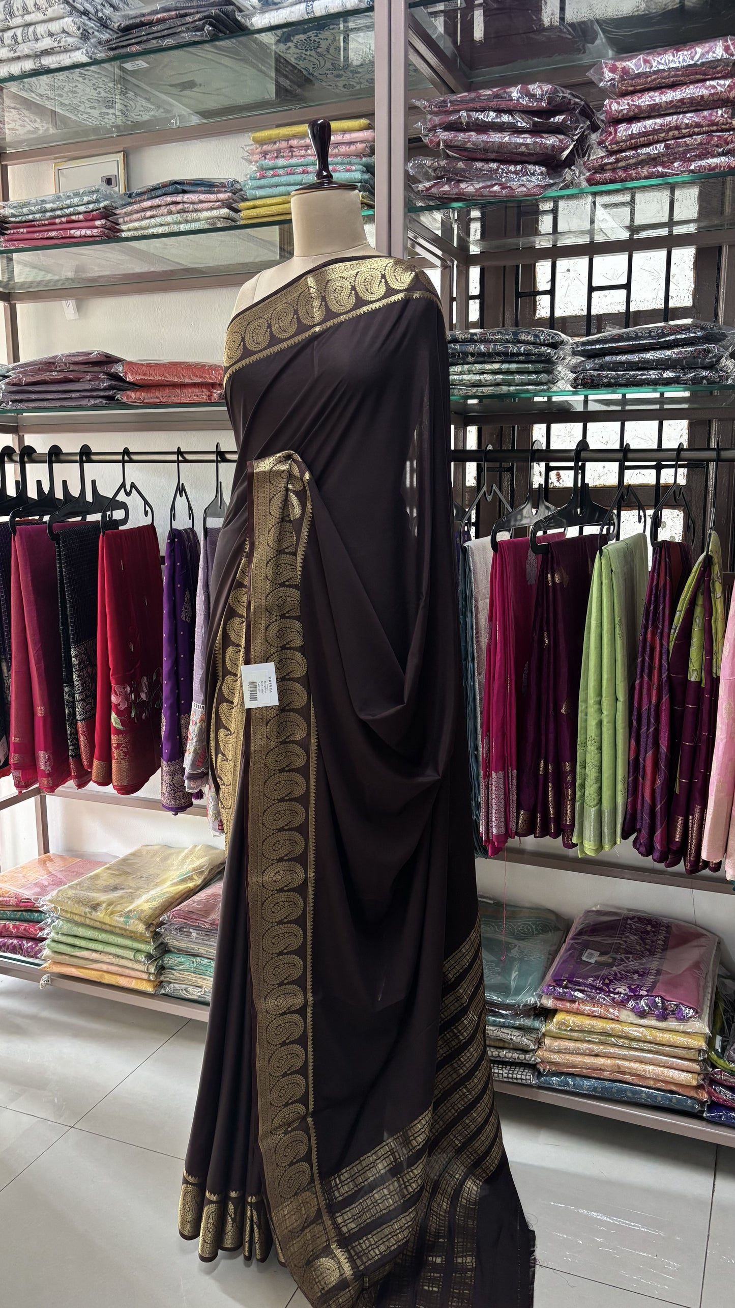 BROWN SEMI MYSORE SILK