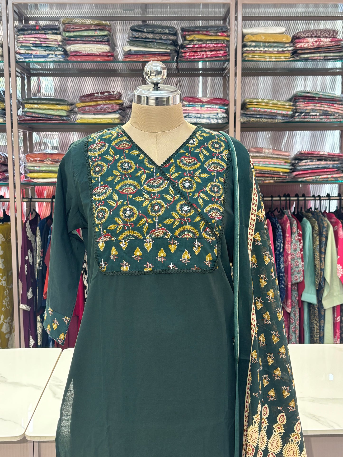 GREEN - PURE COTTON SALWAR SUIT