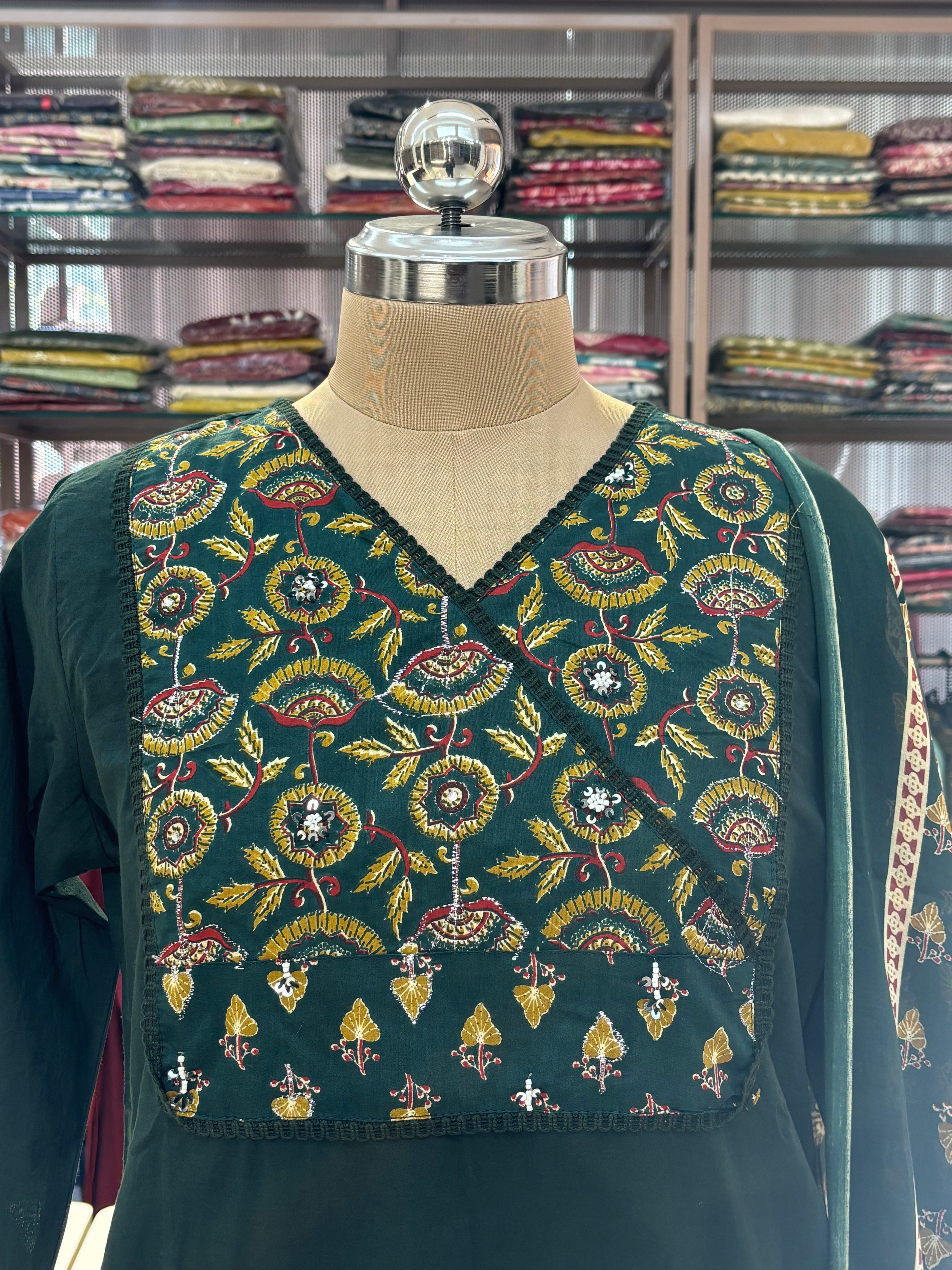 GREEN - PURE COTTON SALWAR SUIT