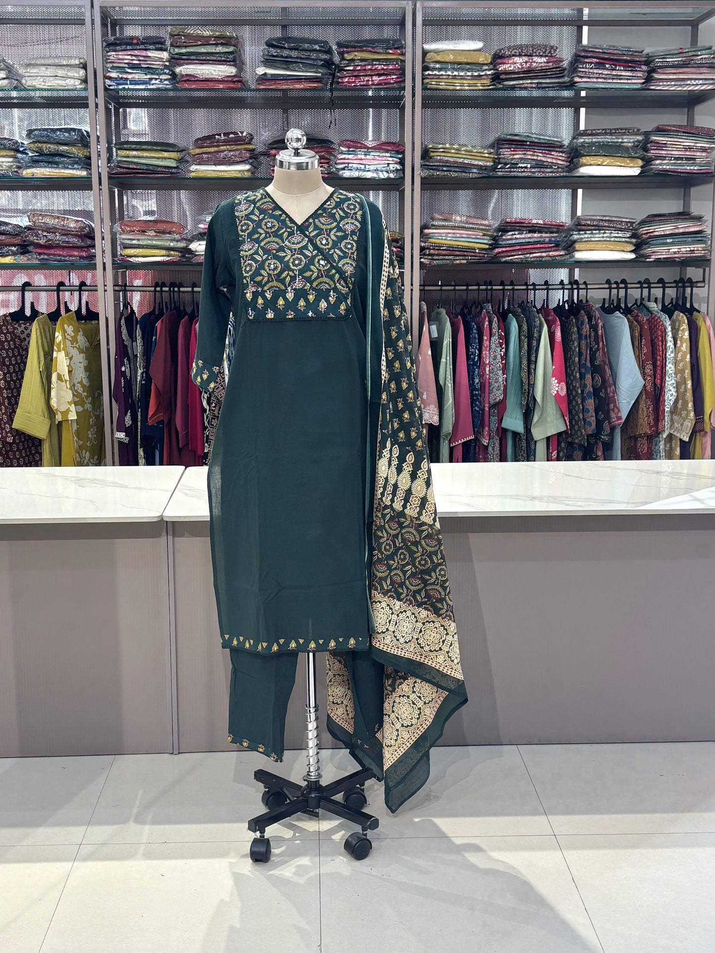 GREEN - PURE COTTON SALWAR SUIT