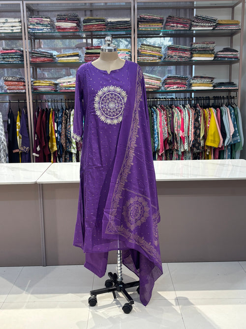 PURPLE - ANARKALI MUL COTTON SALWAR