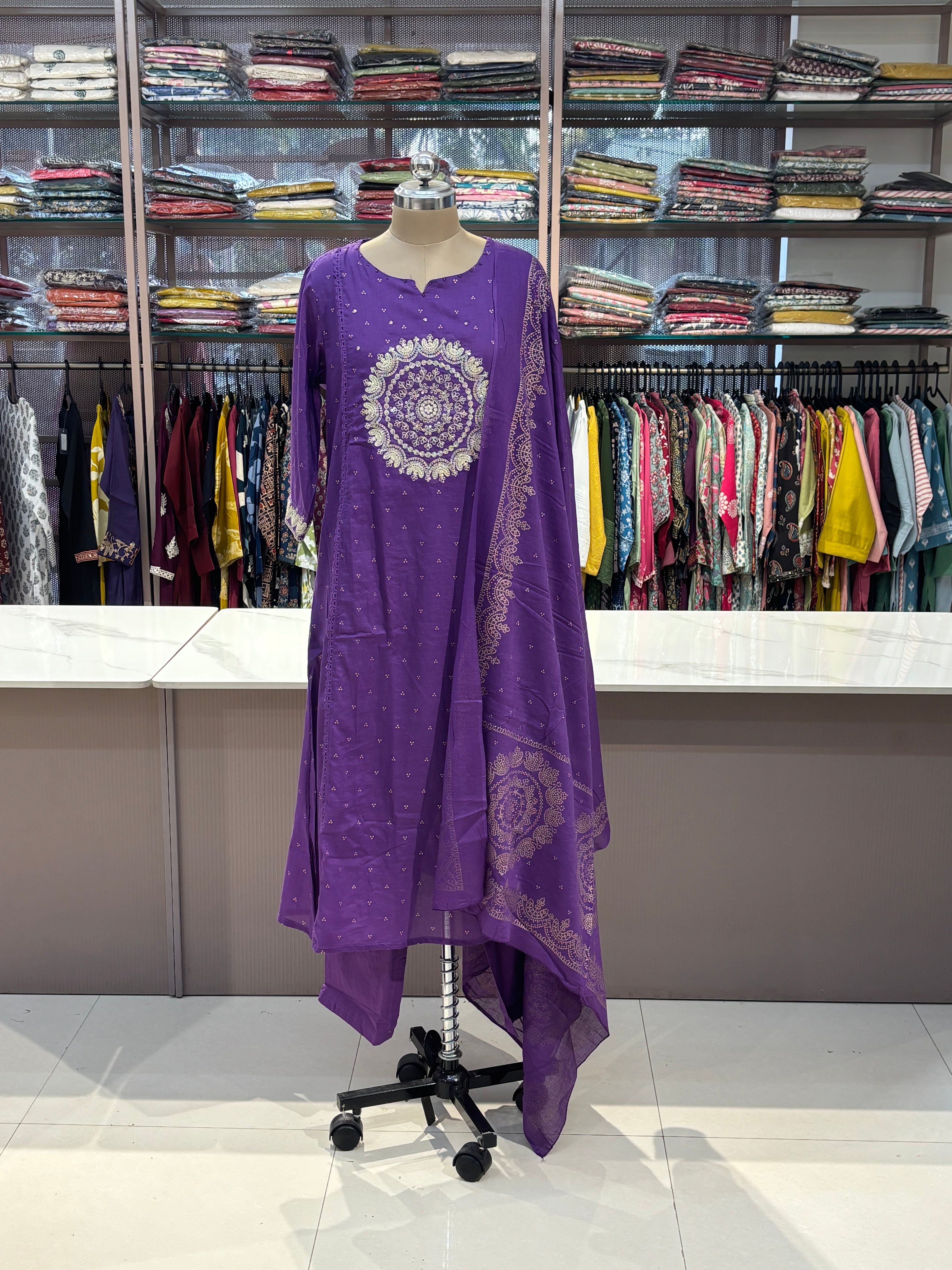 PURPLE - ANARKALI MUL COTTON SALWAR