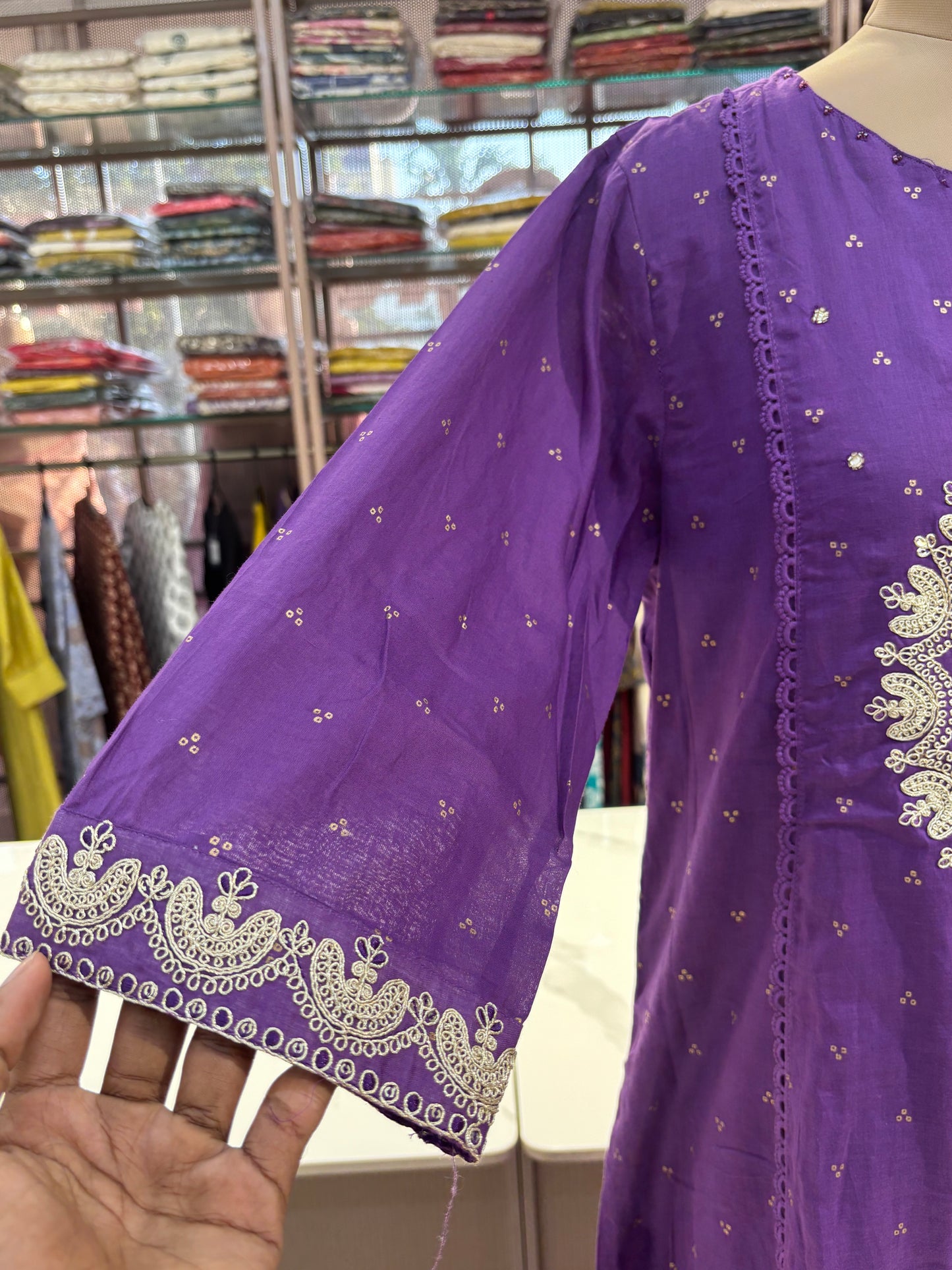 PURPLE - ANARKALI MUL COTTON SALWAR