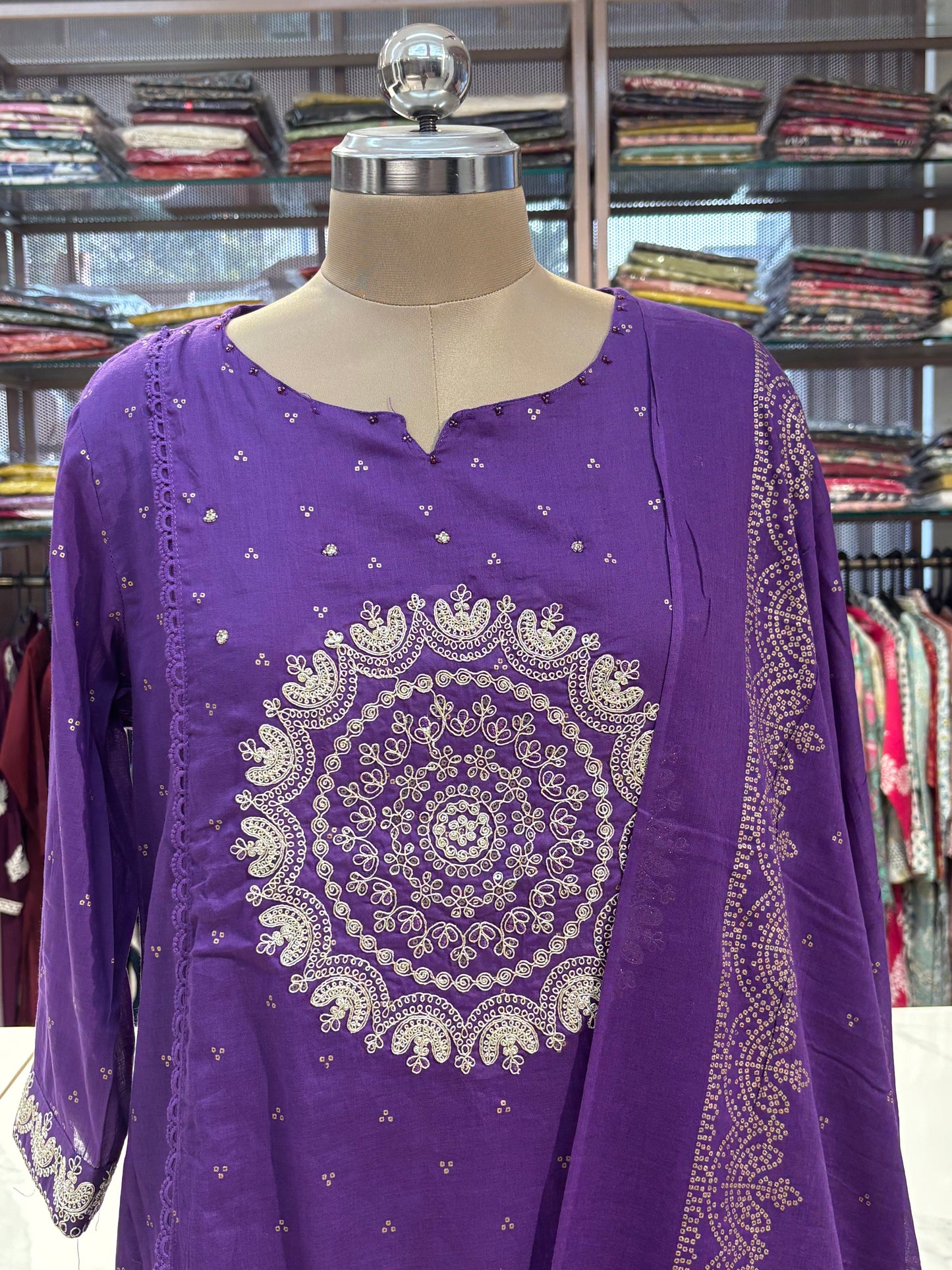PURPLE - ANARKALI MUL COTTON SALWAR
